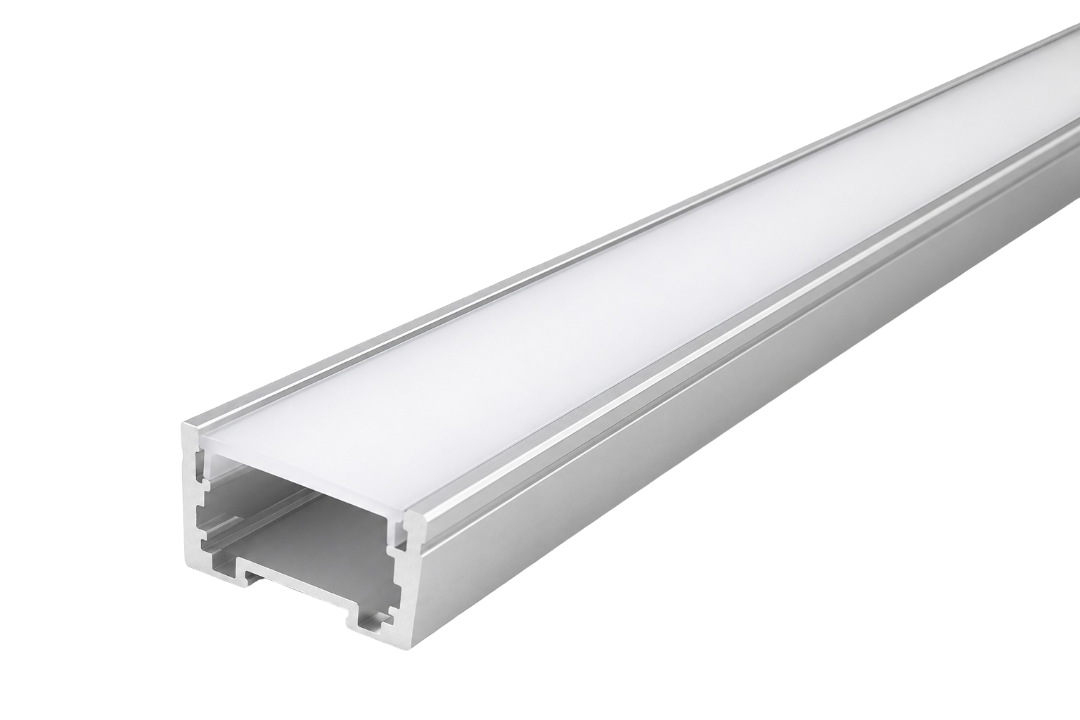 Aluminum linear LED fixture with a frosted diffuser channel