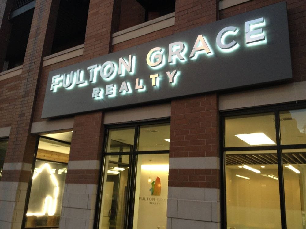 Halo lit reverse channel letters on a building
