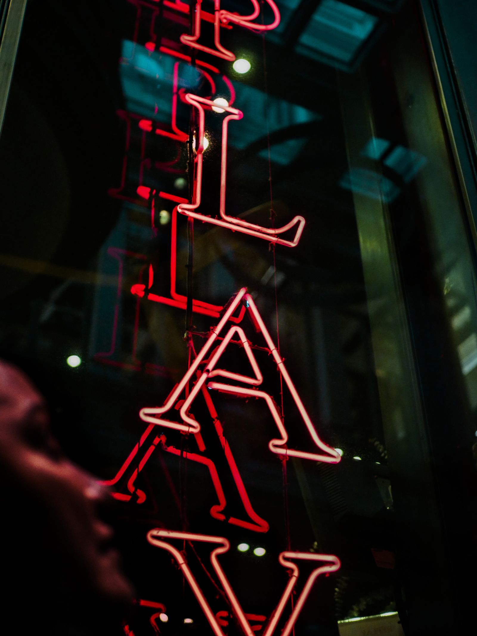 Close view of individually formed illuminated letters
